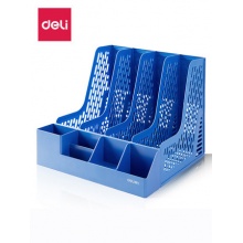 得力文件架简易桌上学生用书立架文件夹收纳盒办公桌面收纳多层收纳栏架子塑料置物架文件框办公文具用品大全